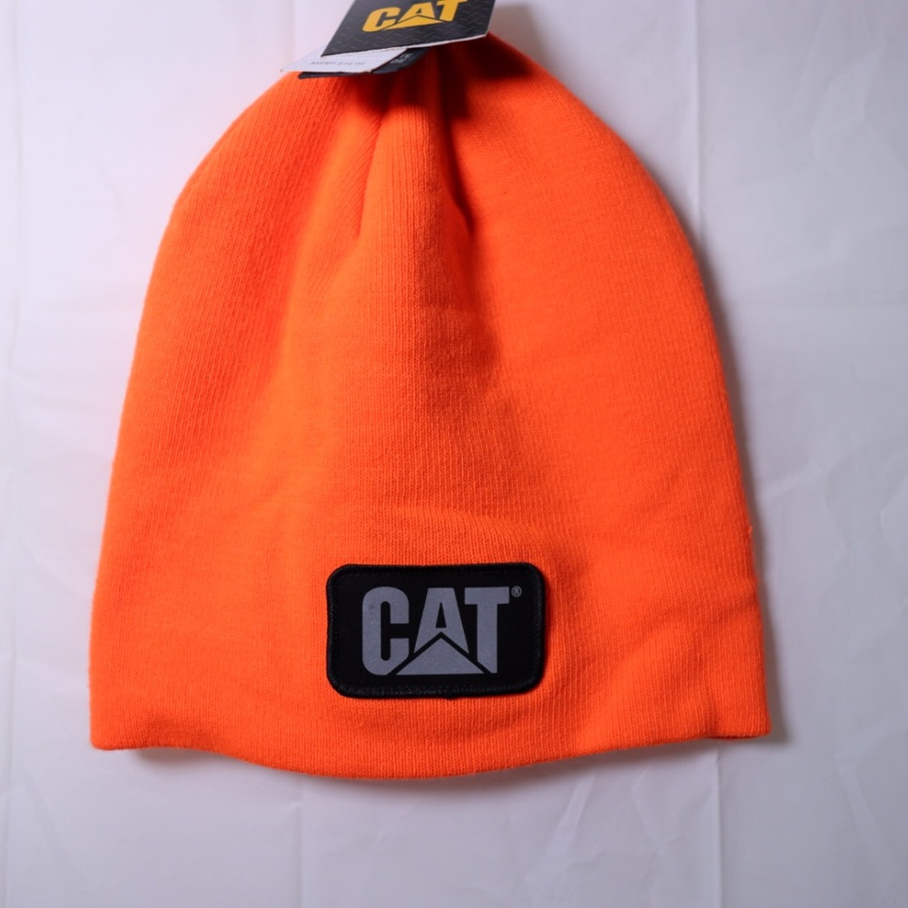 CAT Orange Reflective Knit Beanie